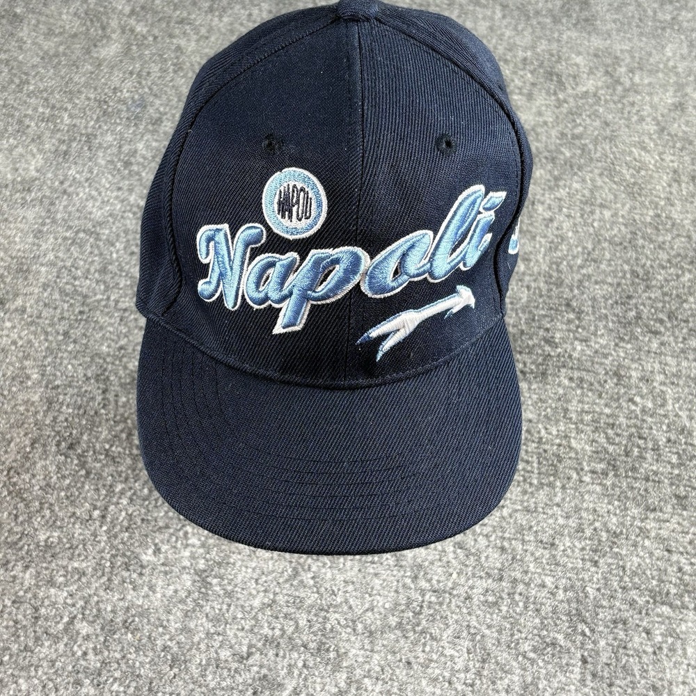 Vintage Napoli Snapback Hat Navy Y2K Soccer Logo 6 3/4 54CM Cap Italy Football‎